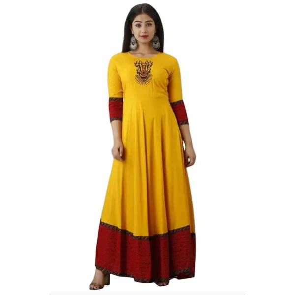 GR-Elegant Rayon Long Gown Kurta for Women - Perfe...