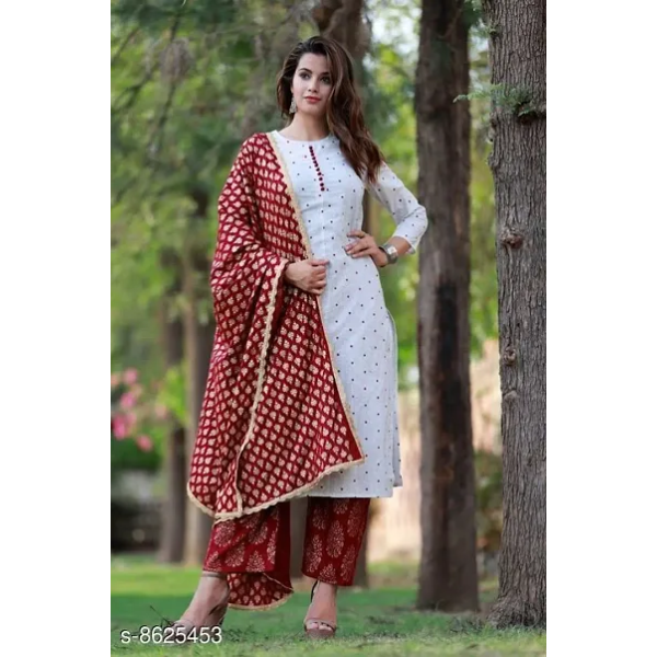 GR-Elegant Rayon Printed Kurta Palazzo Set [Premiu...