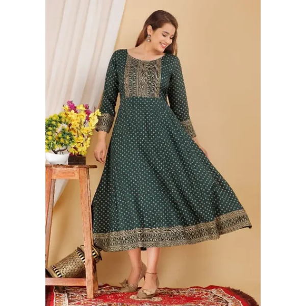 GR-Elegant Rayon Printed Anarkali Gown for Women [...