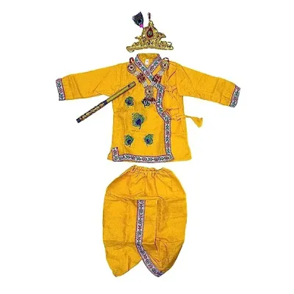 GR-Fancy Krishna Costume for Kids - Janmashtami Dress for Boys/Girls - Bal Gopal Kanha Leela Costume [Low Budget Product]