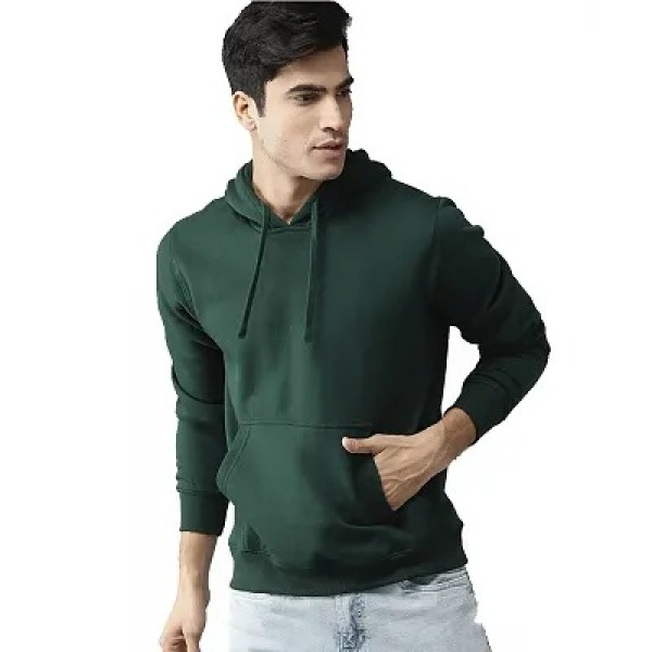 GR-Stylish Green Fleece Hoodie for Men [Low Budget...