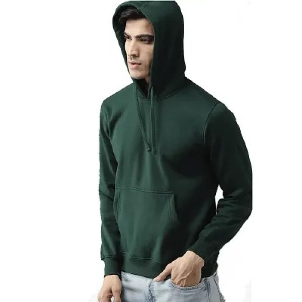 GR-Stylish Green Fleece Hoodie for Men [Low Budget Product]