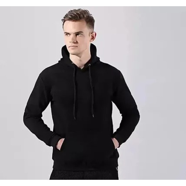 GR-Stylish Black Cotton Hoodie for Men [Premium Pr...