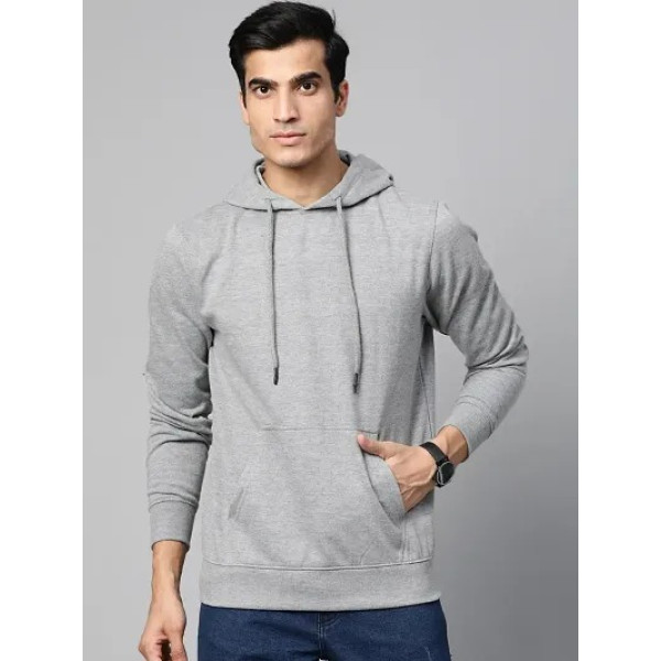 GR-Stylish Grey Fleece Hoodie for Men [Premium Pro...