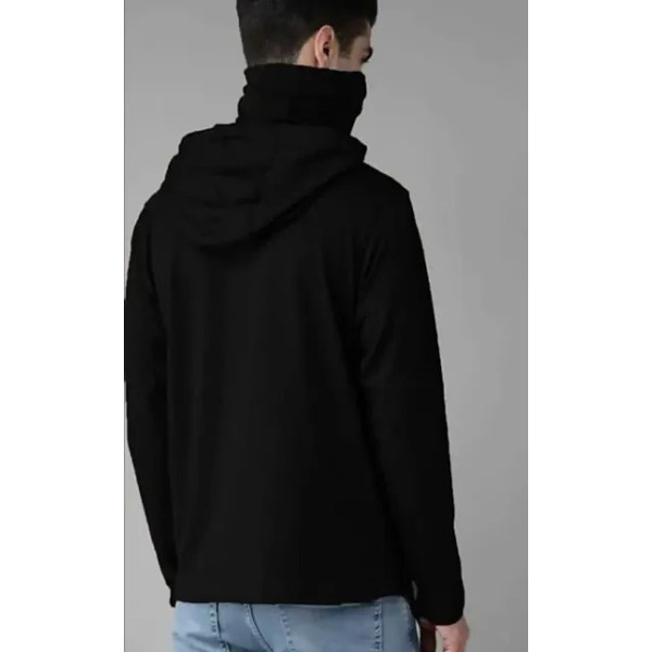 GR-Elegant Black Cotton Blend Hoodie for Men [Low Budget Product]