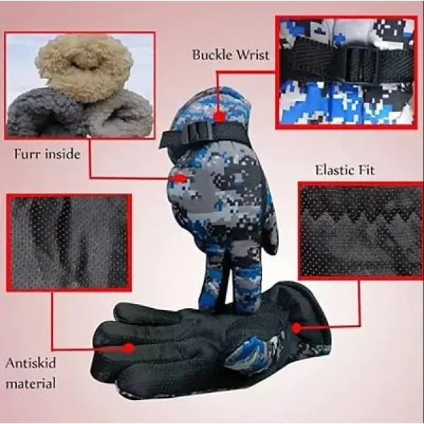 GR-Warm Winter Gloves with Fur Lining [Low Budget Product]
