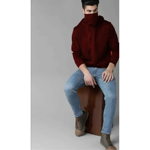 GR-Stylish Maroon Hoodie for Men [Low Budget Product]