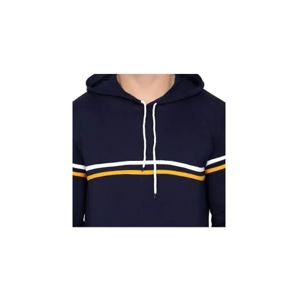 GR-Stylish Navy Blue Striped Hoodie for Men [Low Budget Product]