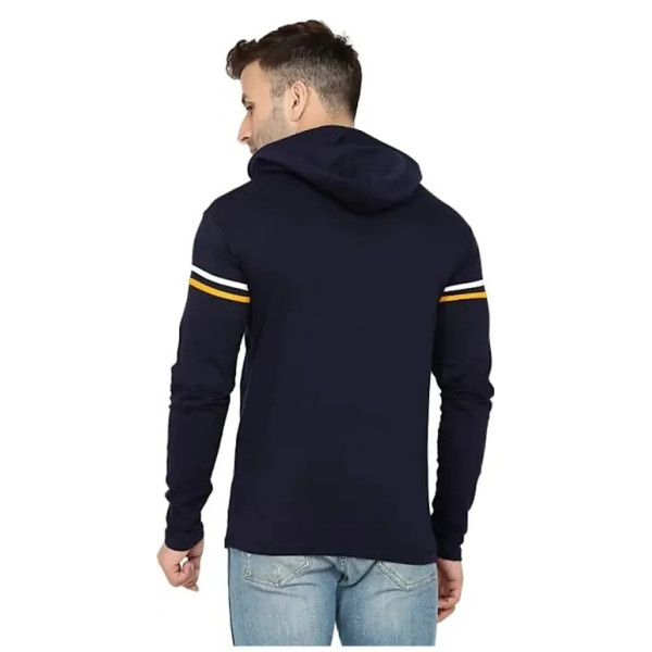 GR-Stylish Navy Blue Striped Hoodie for Men [Low Budget Product]