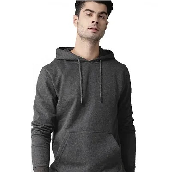 GR-Stylish Grey Fleece Hoodie for Men [Premium Pro...
