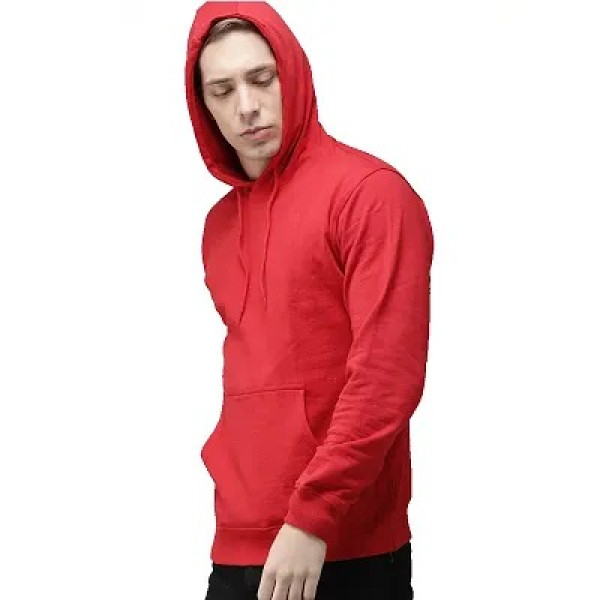 GR-Stylish Red Fleece Hoodie for Men [Low Budget Product]