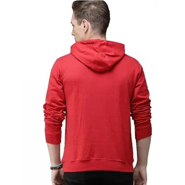 GR-Stylish Red Fleece Hoodie for Men [Low Budget Product]