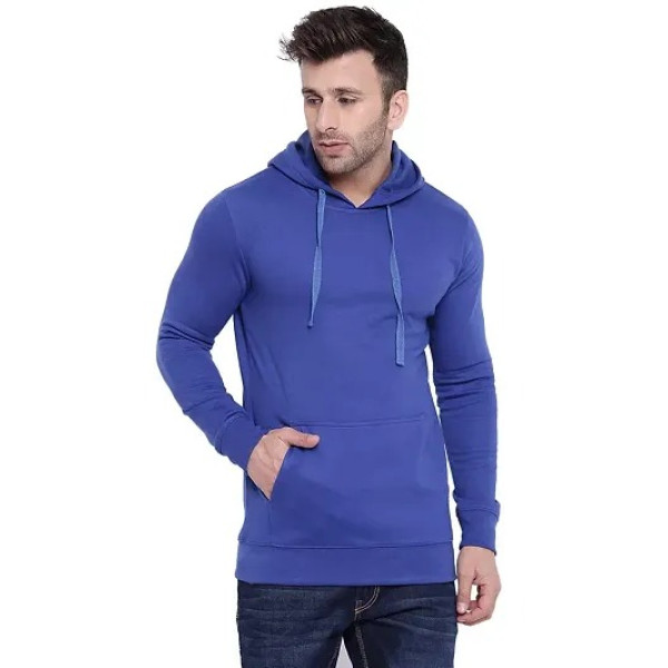 GR-Stylish Blue Fleece Hoodie for Men [Premium Pro...