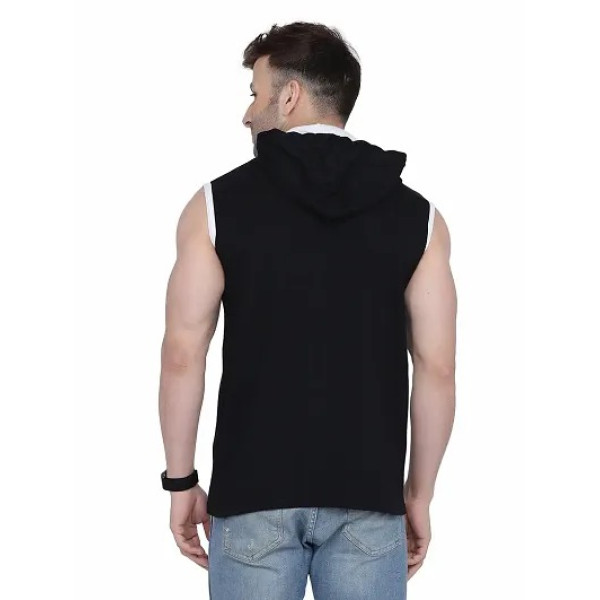 GR-Stylish Black Sleeveless Hoodie for Men [Low Budget Product]