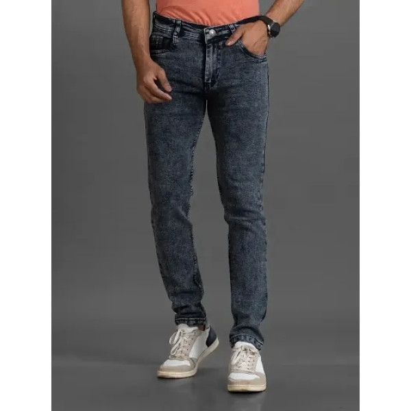 GR-Modern Elegance: Grey Denim Mid Rise Jeans for Men [Low Budget Product]