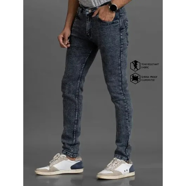 GR-Grey Denim Mid Rise Jeans For Men [Low Budget Product]