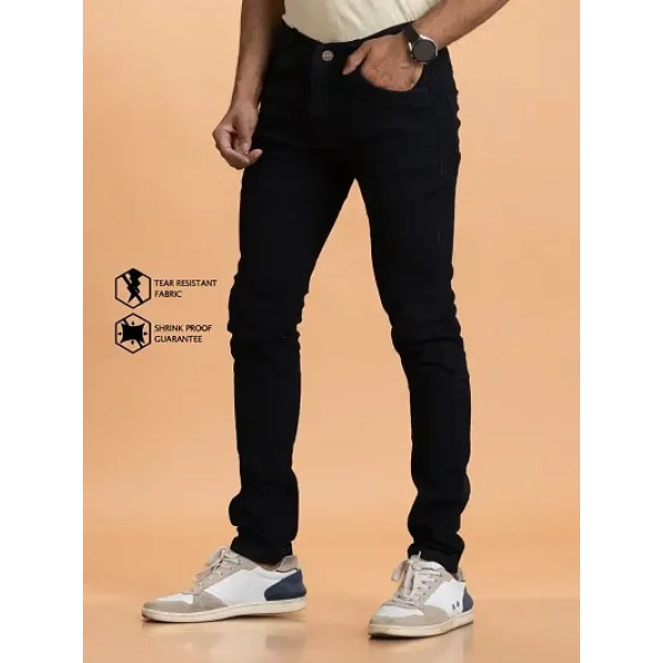 GR-Black Denim Mid Rise Jeans For Men [Low Budget Product]