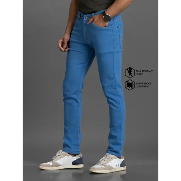 GR-Blue Denim Mid Rise Jeans For Men [Low Budget Product]