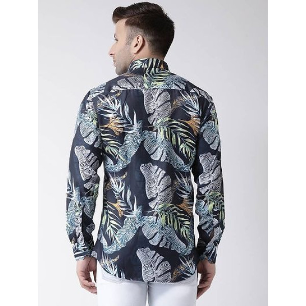 GR-Stylish Grey Printed Cotton Blend Slim Fit Casual Shirt For Men [Premium Product]