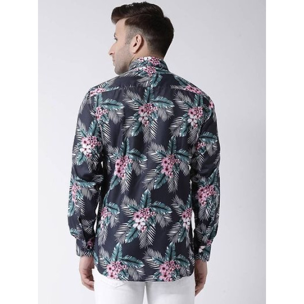 GR-Stylish Black Printed Cotton Blend Slim Fit Casual Shirt For Men [Premium Product]