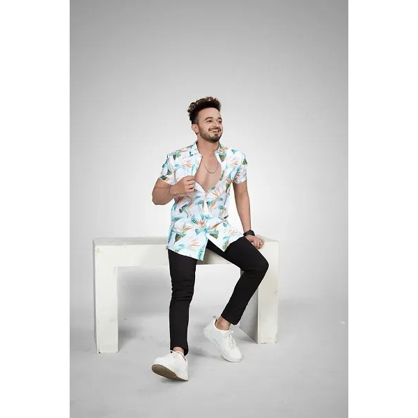 GR-Men Cotton Blend Printed Casual Shirt [Low Budget Product]