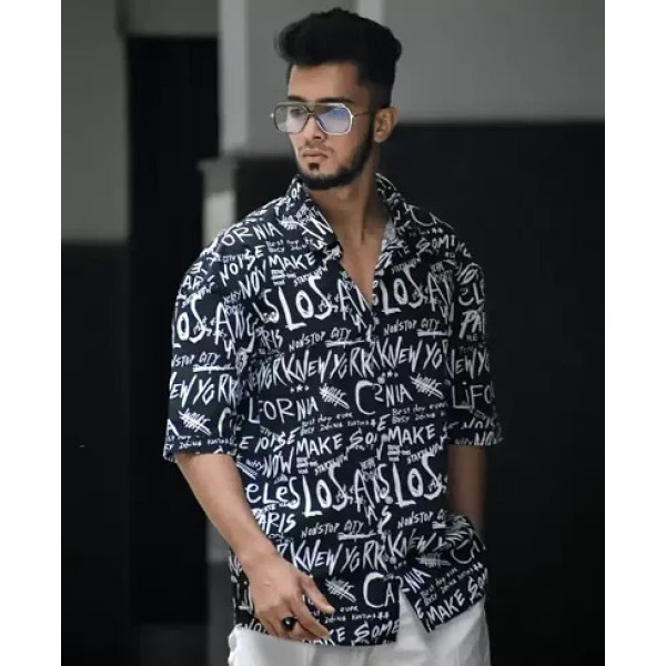 GR-Stylish Men's Cotton Blend Printed Casual Shirt [Low Budget Product]