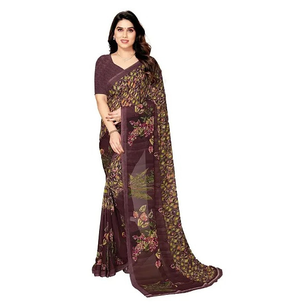 GR-Stylish Women Georgette Printed Saree with Blou...