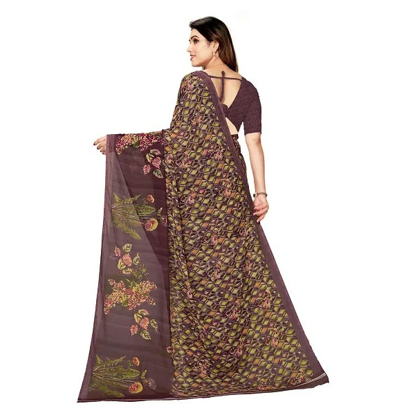 GR-Stylish Women Georgette Printed Saree with Blouse piece [Low Budget Product]