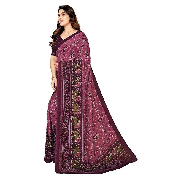 GR-Stylish Women Georgette Printed Saree with Blouse piece [Low Budget Product]