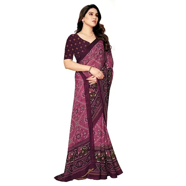 GR-Stylish Women Georgette Printed Saree with Blouse piece [Low Budget Product]