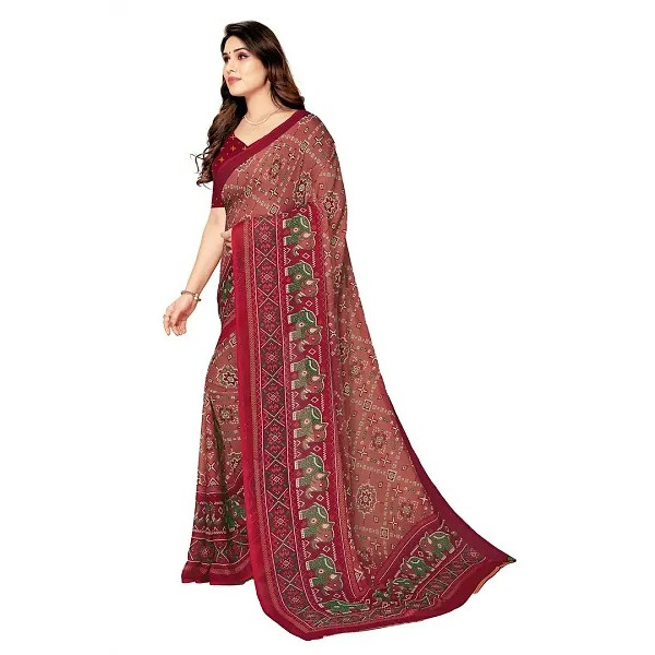 GR-Stylish Women Georgette Printed Saree with Blouse piece [Low Budget Product]