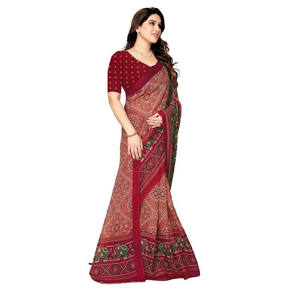 GR-Stylish Women Georgette Printed Saree with Blouse piece [Low Budget Product]