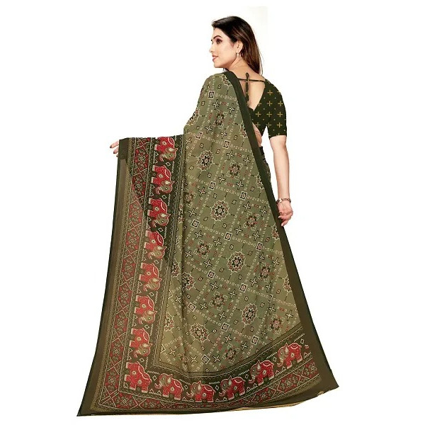 GR-Stylish Women Georgette Printed Saree with Blouse piece [Low Budget Product]