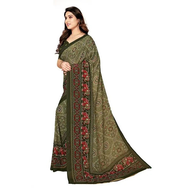 GR-Stylish Women Georgette Printed Saree with Blouse piece [Low Budget Product]