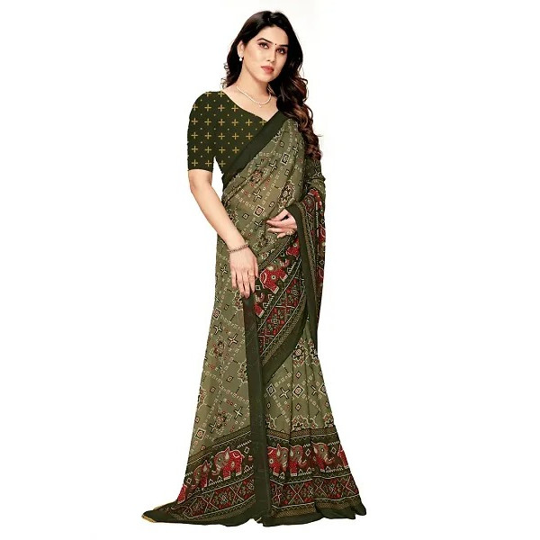 GR-Stylish Women Georgette Printed Saree with Blouse piece [Low Budget Product]