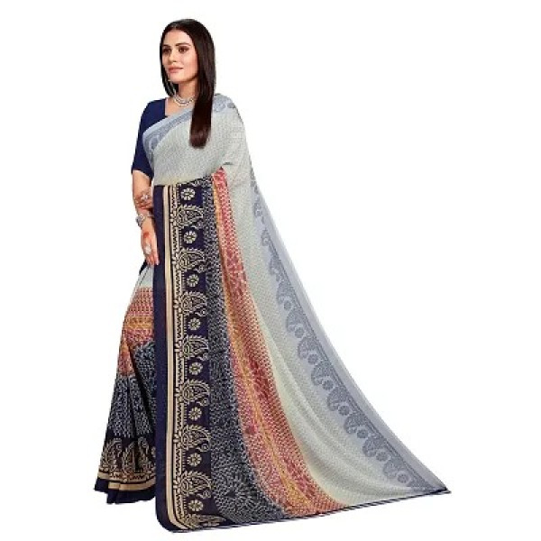 GR-Fancy Women's Georgette Fancy Printed Sarees with Blouse piece [Low Budget Product]