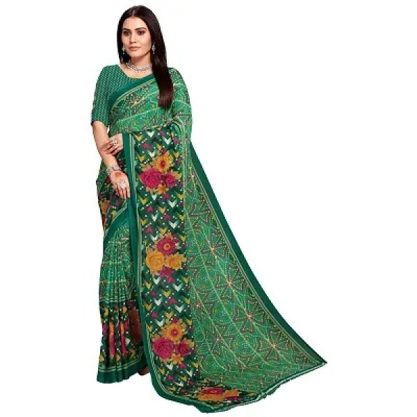 GR-Fancy Women's Georgette Fancy Printed Sarees wi...