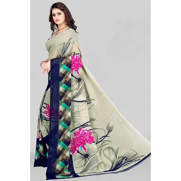 GR-Stylish Georgette Multicoloured Printed Saree with Blouse piece For Women Pack Of 1 [Low Budget Product]