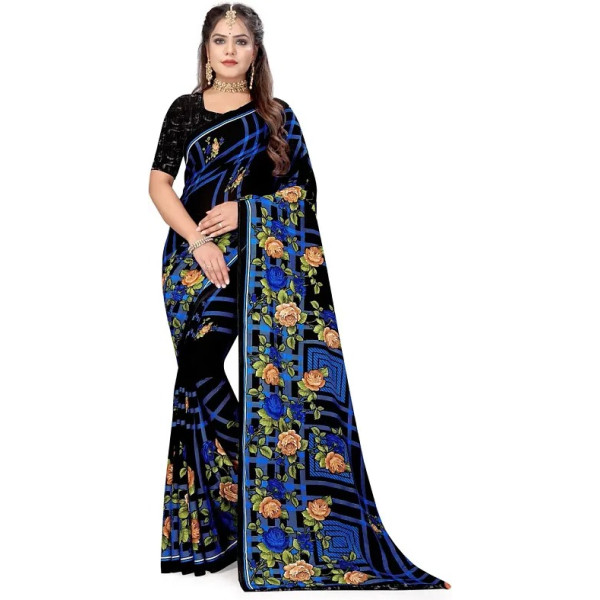 GR-Fancy Georgette Saree with Blouse Piece for Wom...