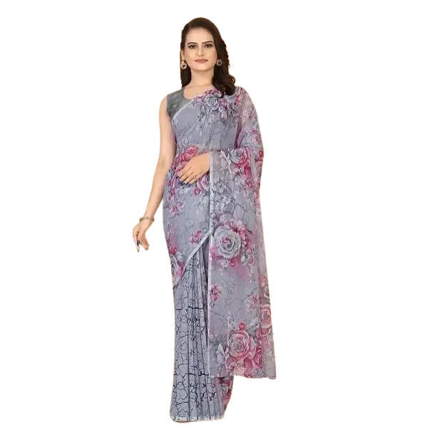 GR-Stylish Women Georgette Saree with Blouse piece...