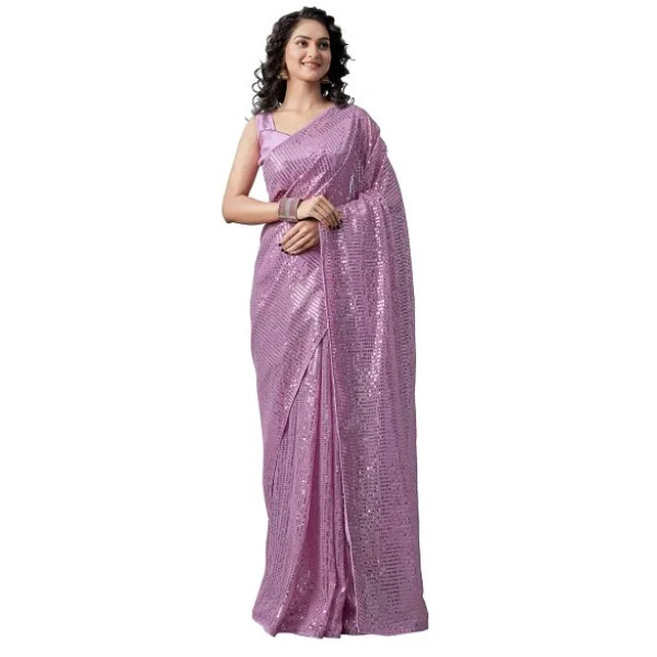 GR-Partywear Classic Georgette Sequined Saree with...