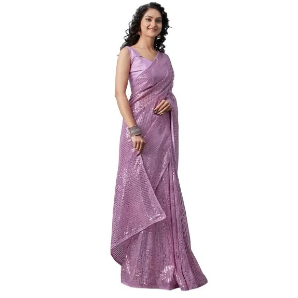 GR-Partywear Classic Georgette Sequined Saree with Blouse piece [Premium Product]