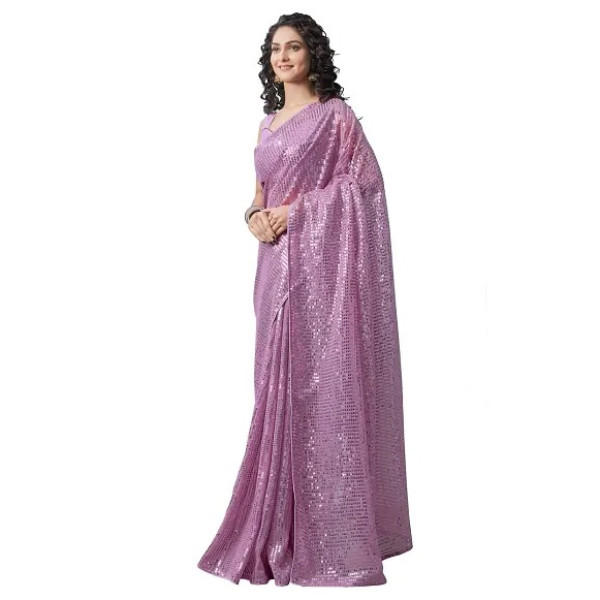 GR-Partywear Classic Georgette Sequined Saree with Blouse piece [Premium Product]