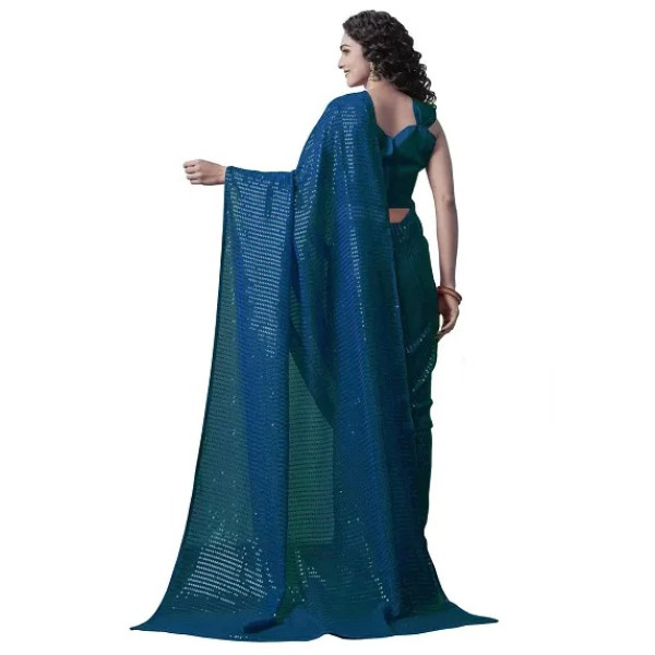 GR-Nirja fab Women Georgette Embroidery Saree (Rama) [Premium Product]