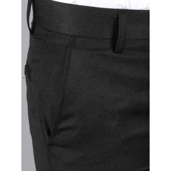 GR-Black Polyester Mid Rise Formal Trousers for Men [Low Budget Product]