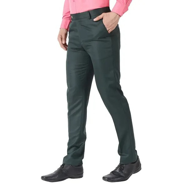 GR-Green Cotton Casual Trousers For Men [Low Budget Product]