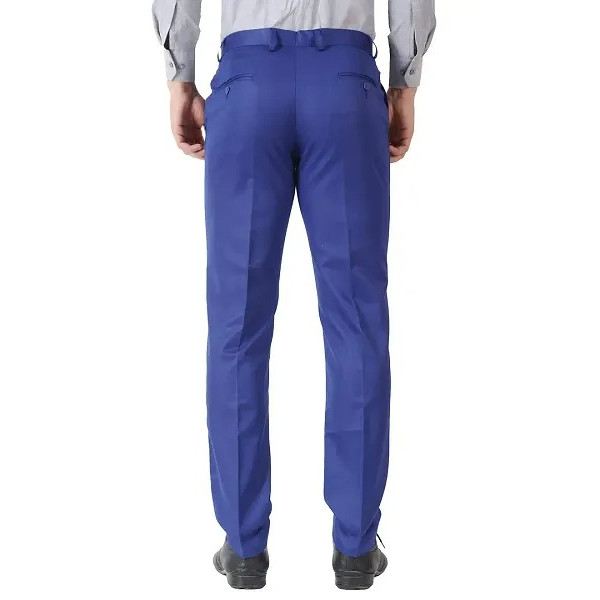 GR-Blue Cotton Casual Trousers For Men [Low Budget Product]
