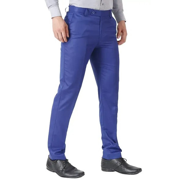 GR-Blue Cotton Casual Trousers For Men [Low Budget Product]