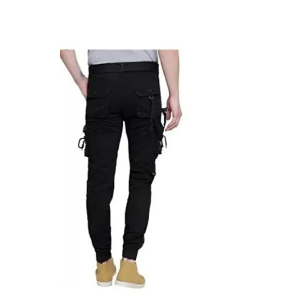 GR-Black Cotton Mid Rise Cargos For Men [Low Budget Product]