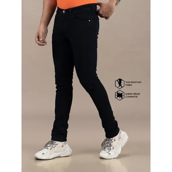 GR-Black Denim Mid Rise Jeans For Men [Low Budget Product]